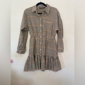 Zara mini plaid dress button down
